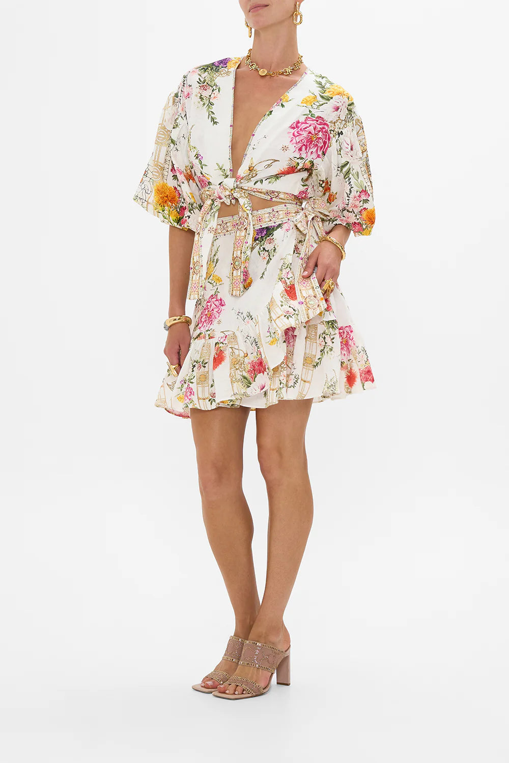 Ruffle Hem Wrap Skirt floral skirt print