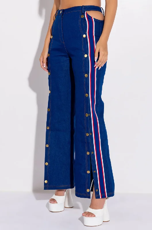 RUN IT UP WIDE LEG DENIM JEANS Casual Loose Fit Jeans