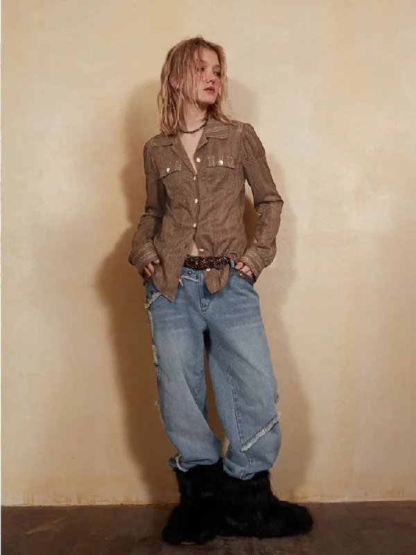 Original distressed jeans【s0000004571】 Cozy Tencel Blend Denim Jeans