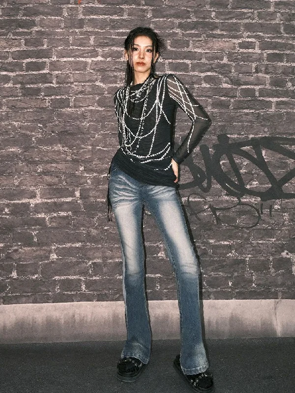 Low-rise micro stretch jeans【s0000004768】 Elegant Raw Hem Jeans