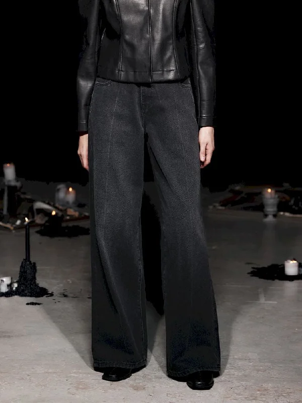 Midline Relaxed Wash Genderless Jeans【s0000005468】 Fashionable Button-Front Jeans