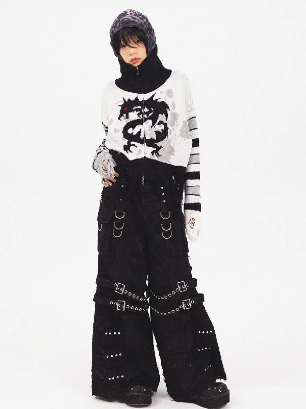 Ripped wide-leg jeans【s0000005965】 Stylish High-Waist Skinny Denim