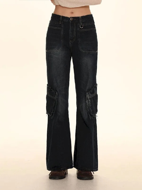 Slightly Flared Workwear Jeans【s0000006003】 Stylish Shredded Denim Jeans