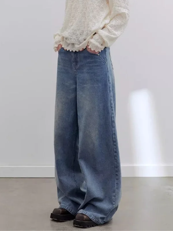 High-waisted wide-leg jeans【s0000006196】 Comfortable Folded Hem Jeans