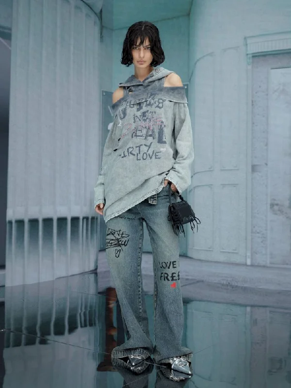 Casual loose American vintage wide-leg women's jeans【s0000006777】 Comfortable Stretch Fit Jeans