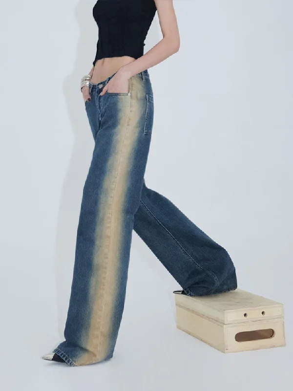 Mud Blue Old Loose Skinny Jeans【s0000007345】 Fashionable Distressed Jeans