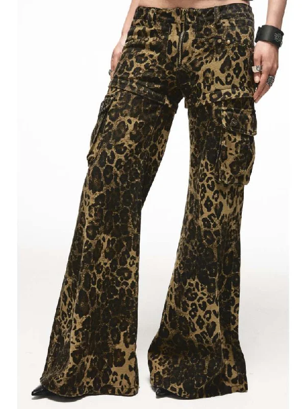 2way Leopard Pattern Low Rise Studs Flare Jeans【s0000009010】 Elegant High-Waisted Flared Jeans