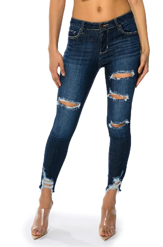 SATURN DARK HIGH RISE SKINNY JEANS Stylish Slim Fit Denim
