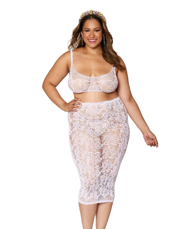 Dreamgirl Seamless sheer lace bralette and slip skirt tulle skirt dreamy