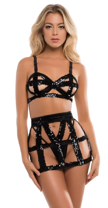 Sexy New Years Sequin Bra and Ultra Mini Skirt wool skirt breathable
