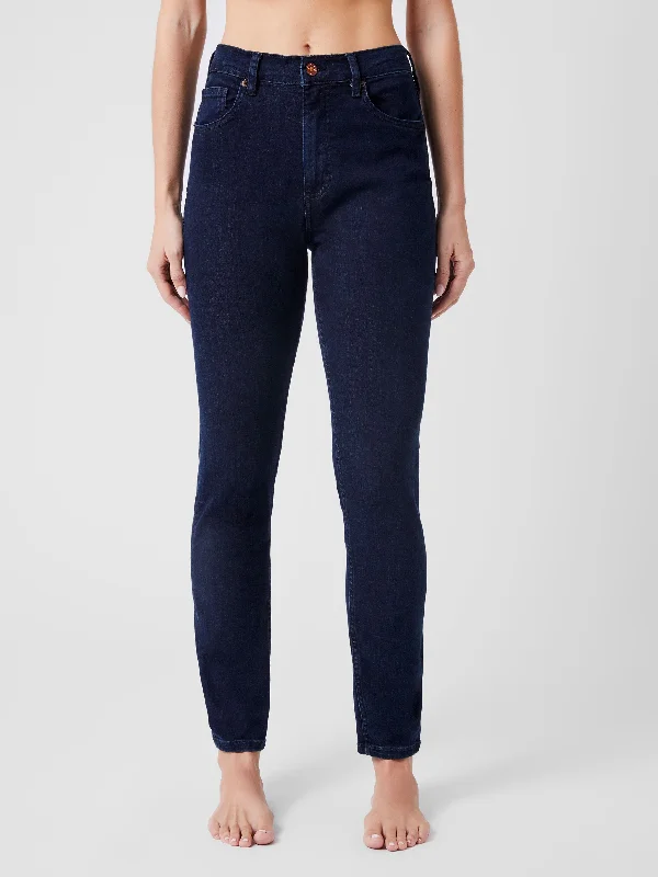 Soft Stretch Denim High Rise Skinny Jeans 30 Inch Comfortable Straight-Legged Denim