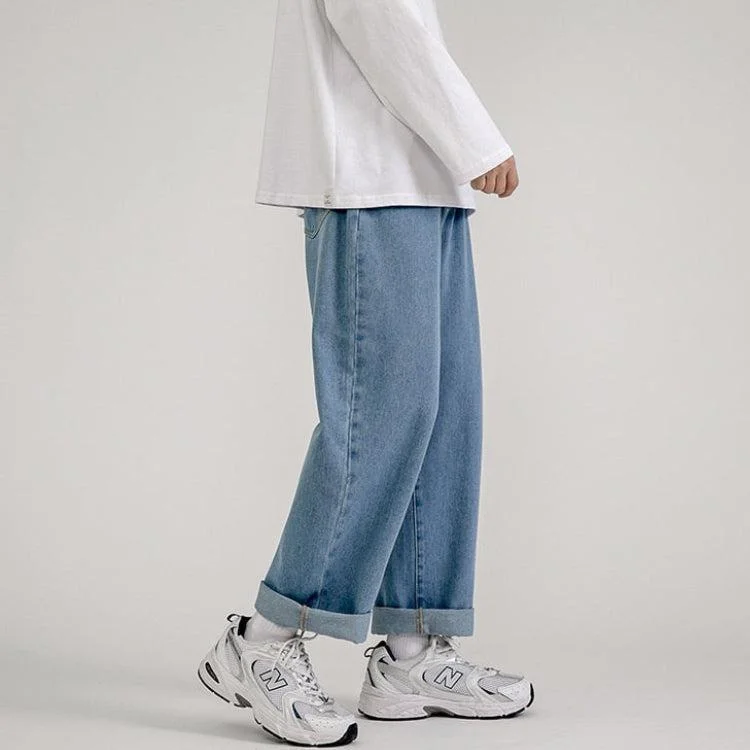 Straight Leg Mid Rise Baggy Jeans Cozy Wide-Legged Jeans