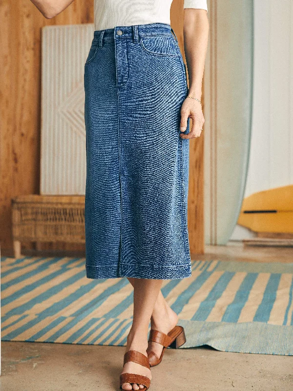 Stretch Terry Midi Skirt - Riverton Wash silk skirt sleek
