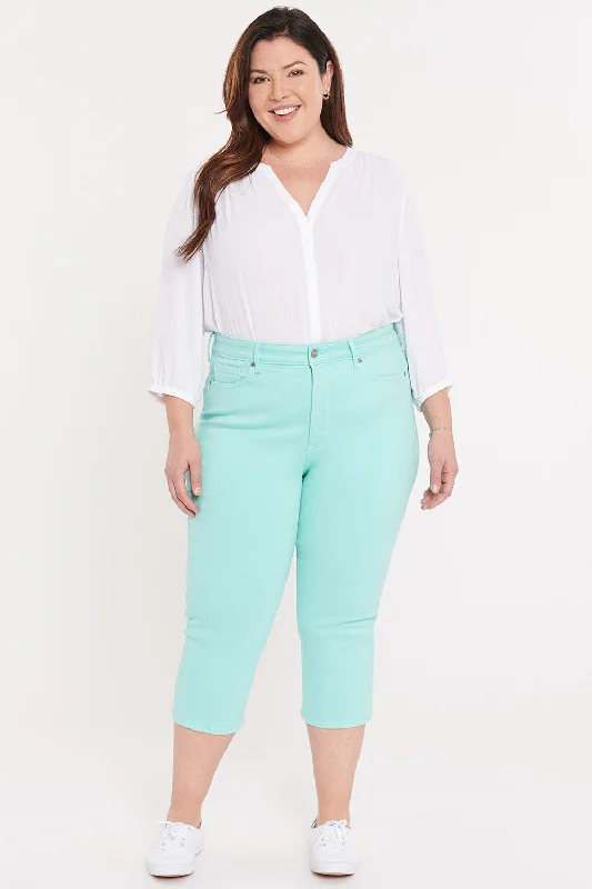 ThighShaper™ Straight Crop Jeans in Plus Size - Topaz Blue Trendy Colored Denim Jeans