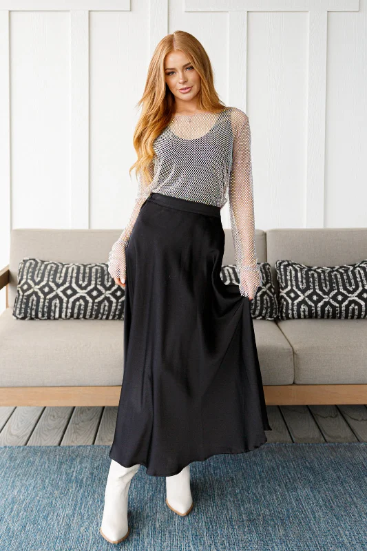 Timeless Tale Maxi Skirt in Black leather skirt bold