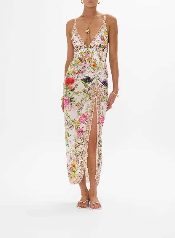 TWIST FRONT LONG SKIRT lace skirt delicate