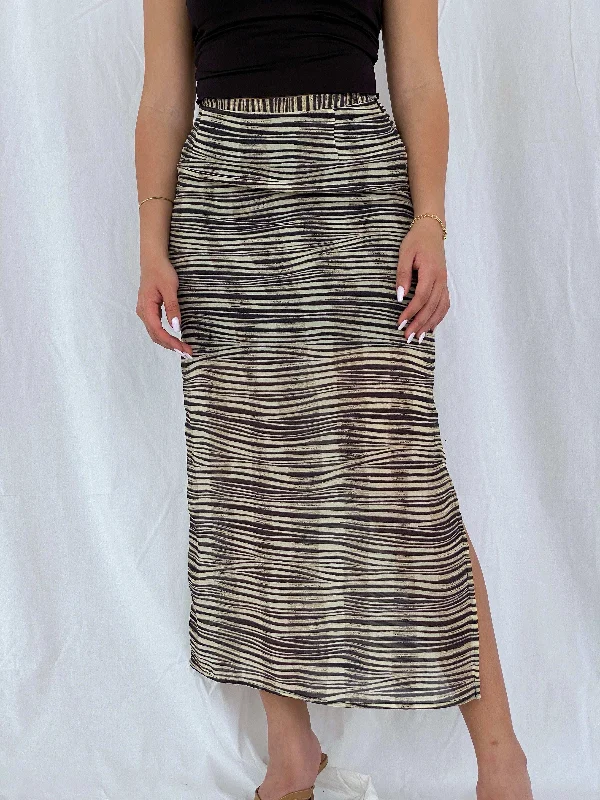 Vintage 90s OMBRALUCE Zebra Print Maxi Sheer Skirt - Size M athletic skirt fit
