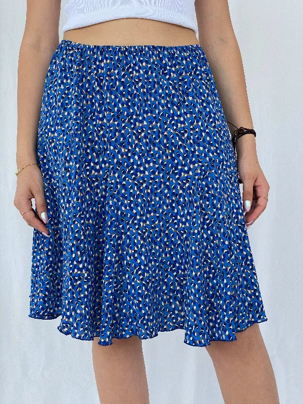 Vintage 80s/90s RHETORIQUE Blue Midi Skirt wool skirt sturdy