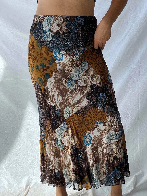 Vintage Apanage Floral Maxi Skirt leather skirt bold