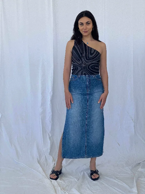 Vintage Bailey’s Point Denim Skirt lace skirt feminine