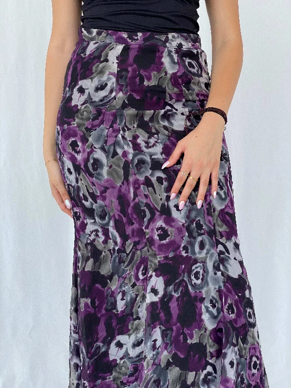 Vintage Floral Maxi Sheer Skirt Size M lace skirt intricate