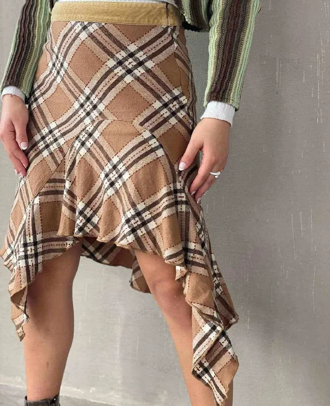 Vintage Y2K Plaid Skirt wool skirt warm