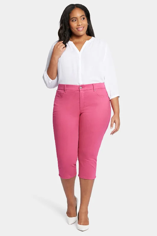 Waist-Match™ Slim Straight Crop Jeans In Plus Size - Raspberry Pink Comfortable Drawstring Waist Jeans
