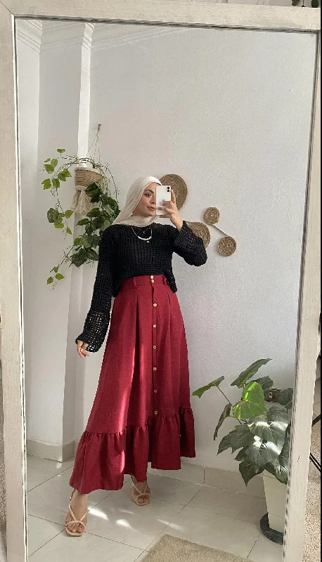 Wide Skirt With Ruffles - Allura ribbed skirt waist