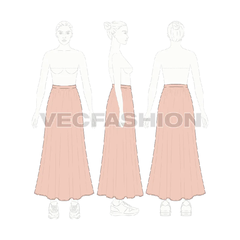 Women's Long Length Gathered Skirt velvet skirt plush