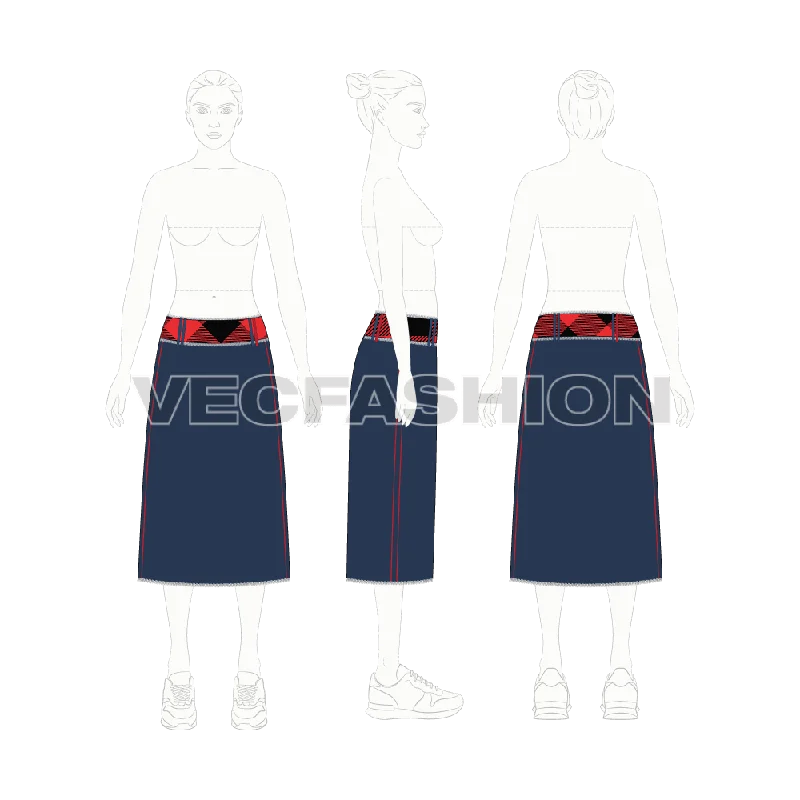 Women's Straight Denim Skirt casual skirt length