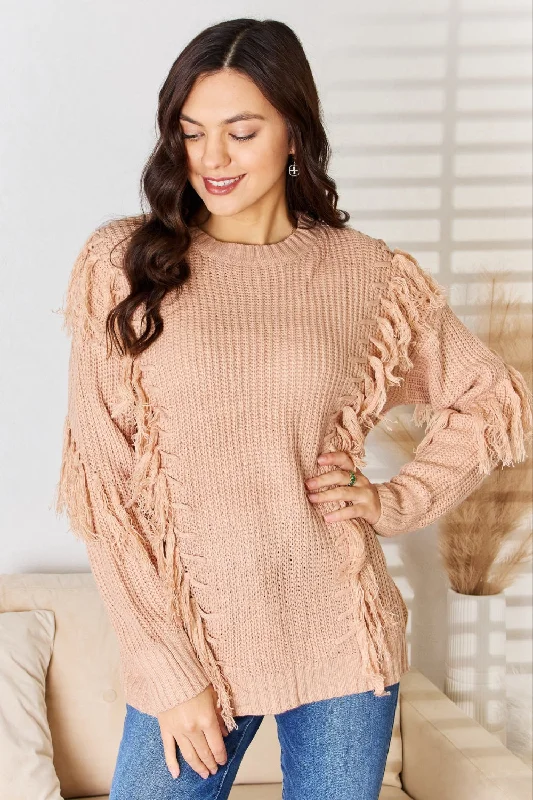 And The Why Tassel Detail Long Sleeve Sweater Turtle Neck Boat Neck Asymmetrical Neck And The Why Tassel Detail Long Sleeve Sweater Turtle Neck Boat Neck Asymmetrical Neck