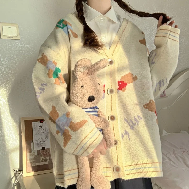 Autumn bear print sweater coat YV44504 Wool Sweater Cotton Sweater Cashmere Sweater