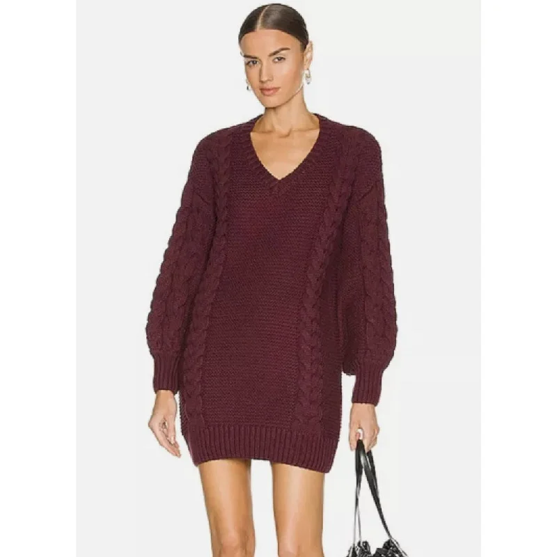 BARDOT Knit Sweater Dress XL US 10 Red Burgundy Long Sleeve Revolve NWT Sweater Knitwear Pullover BARDOT Knit Sweater Dress XL US 10 Red Burgundy Long Sleeve Revolve NWT Sweater Knitwear Pullover