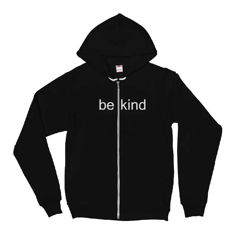 Unisex "Be Kind" Full-Zip Hoodie Sweater Solid Color Striped Floral Print