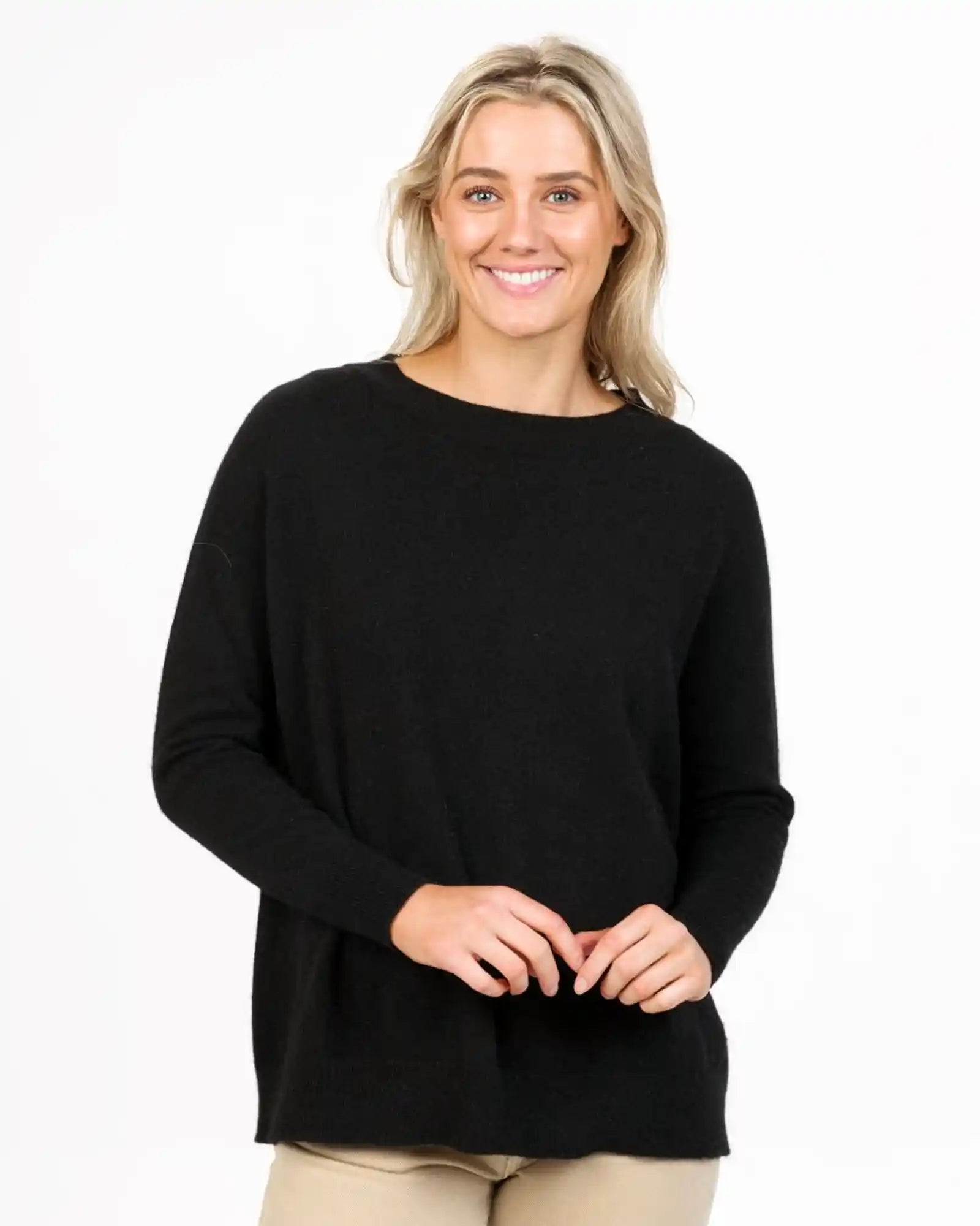 Black Women's Lounge Sweater - NB816 Stretchy Elastic Breathable