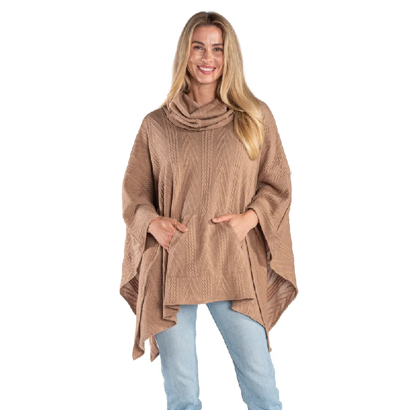 Camel Sweater Knit Sweater Poncho with Kangaroo Pocket Fleece Fabric Down Fabric Feather Fabric Camel Sweater Knit Sweater Poncho with Kangaroo Pocket Fleece Fabric Down Fabric Feather Fabric
