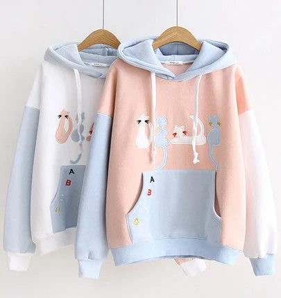 Cat hoodie sweater yv5096 Collared Crew Neck Turtle Neck