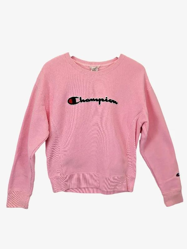 Champion Terry Towelling Logo Sweater Jumper Size S Bright Pastel Dark