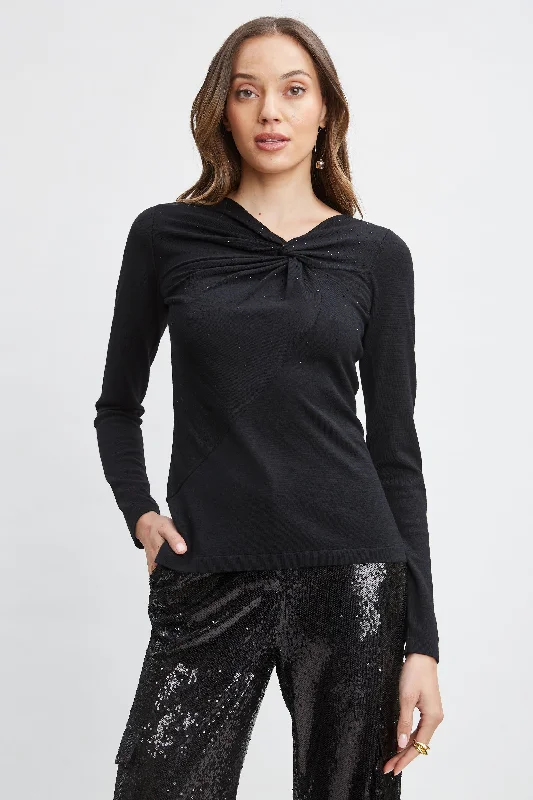 Crystal Knot Wool Sweater High Neck Crew Neck V-Neck