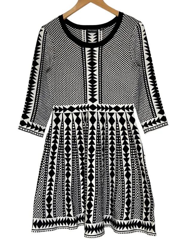 Bright Winter Geometric Print Sweater Dress Transparent Opaque Sheer