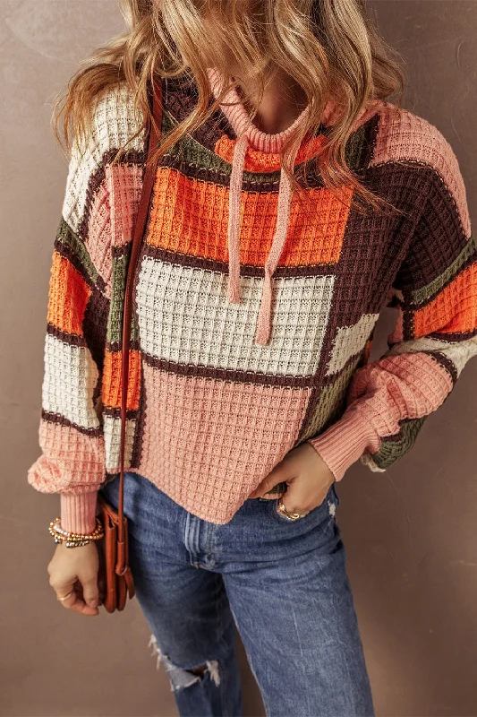 Drawstring Color Block Long Sleeve Sweater Long Sweater Short Sweater Cropped Sweater Drawstring Color Block Long Sleeve Sweater Long Sweater Short Sweater Cropped Sweater