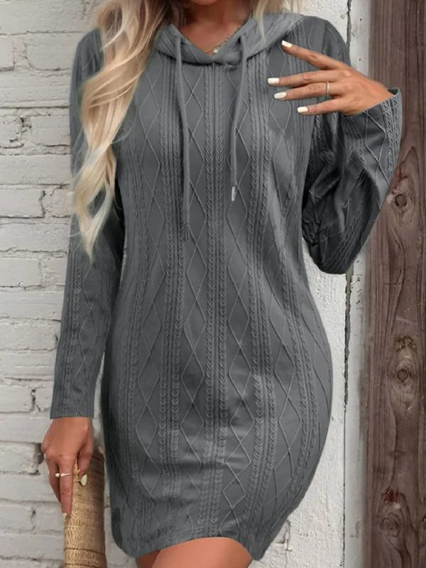Drawstring Hooded Sweater Dress Boxy Sweater Fitted Sweater A-Line