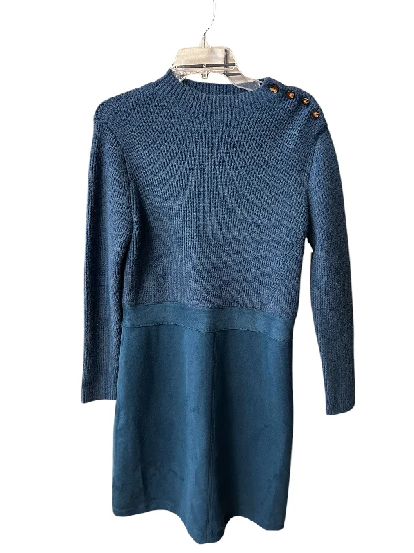 Dress Sweater By Ann Taylor In Blue, Size: M Cable Knit Ribbed Knit Lace Knit