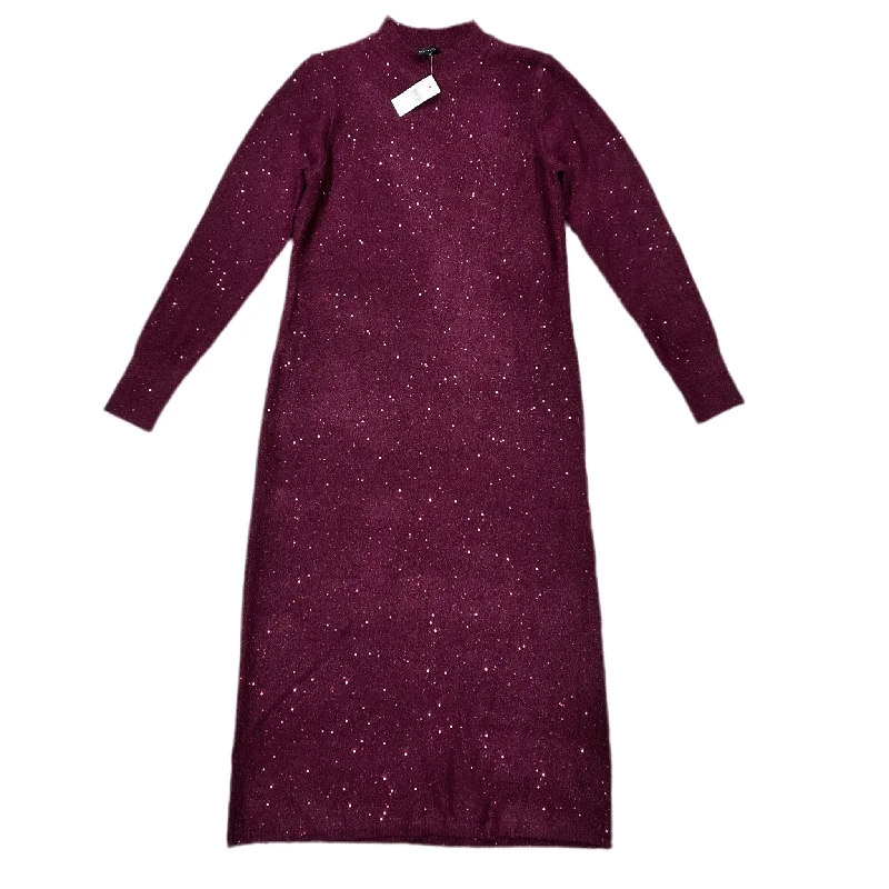 Dress Sweater By Ann Taylor In Purple, Size: L Print Jacquard Patchwork