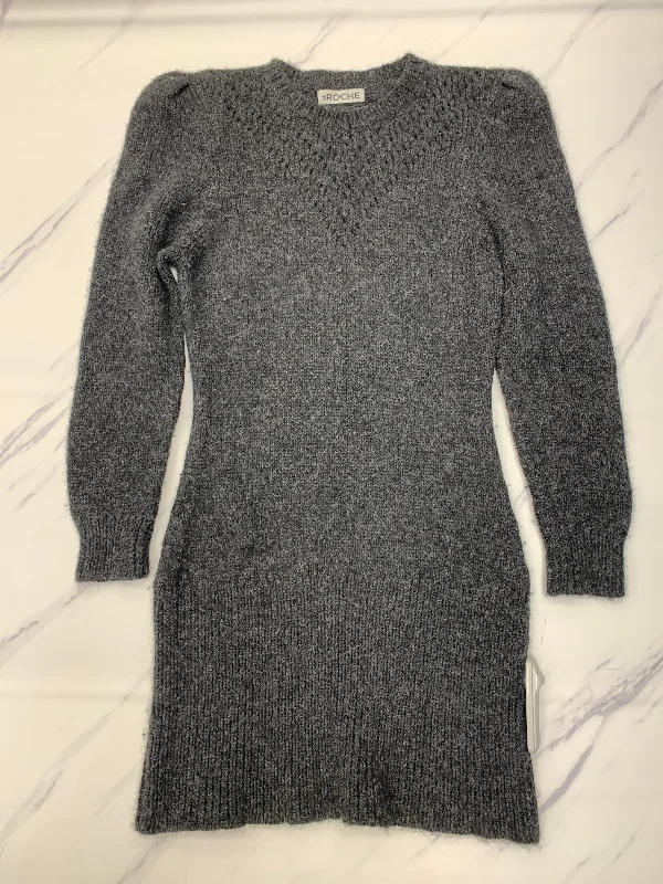 Dress Sweater By Cma In Grey, Size:M Striped Floral Plaid