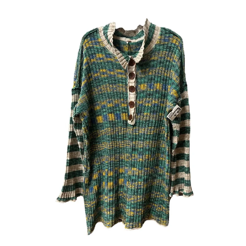 Dress Sweater By Free People In Green, Size: Xl Turtle Neck Boat Neck Asymmetrical Neck