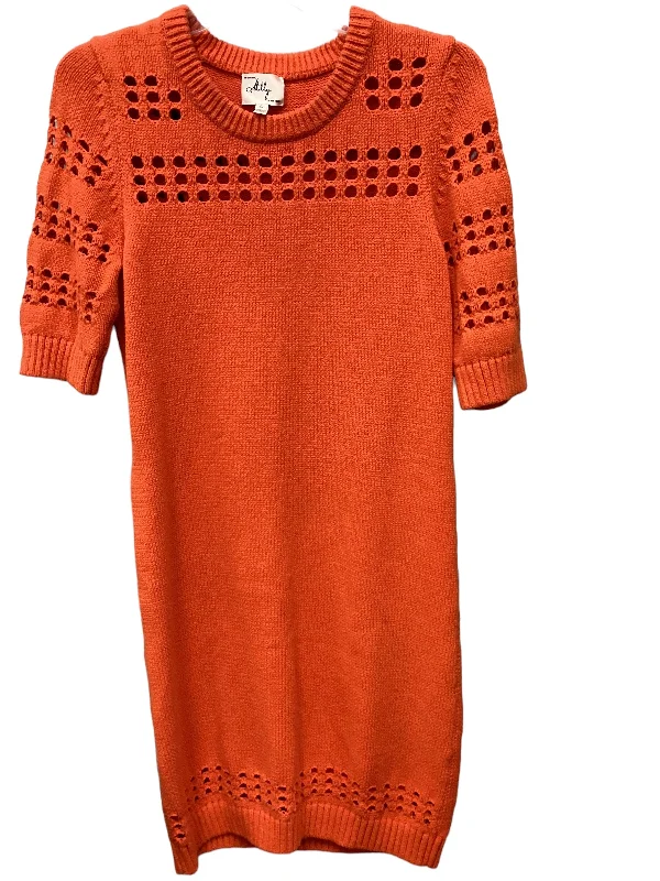 Dress Sweater By Milly In Orange, Size: L Fitted Loose Oversized