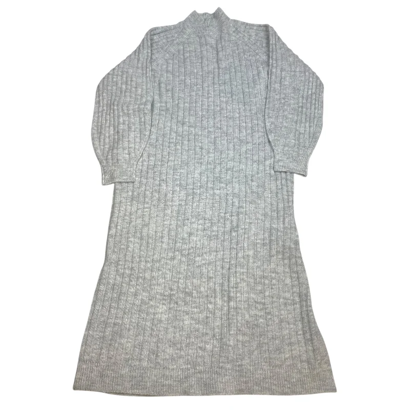 Dress Sweater By Topshop In Grey, Size: L Notch Collar Peter Pan Collar Cowl Neck