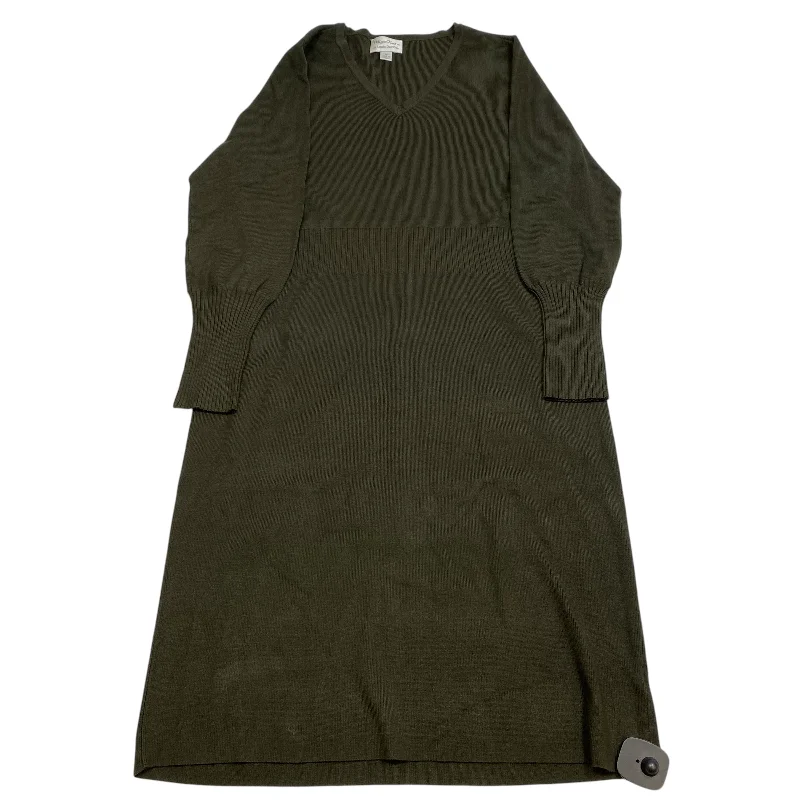 Dress Sweater By Whisper Knit By Louis Dellolio In Green, Size: M Toggled Drawstring Belted