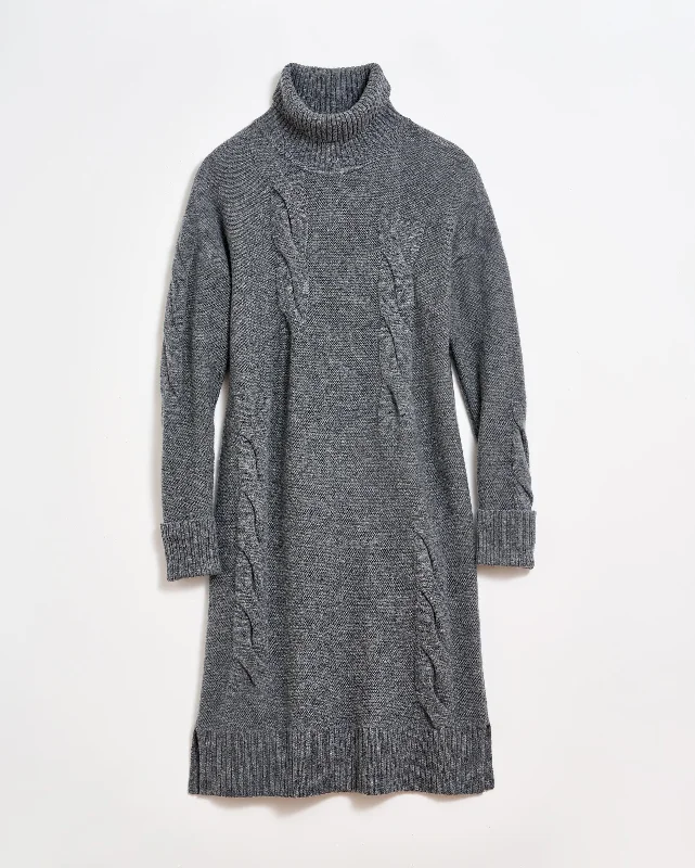 Fading Cable Sweater Dress Chenille Blend Fleece Blend Nylon Blend